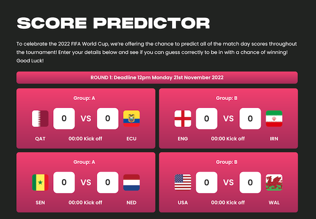 World Cup Score Predictor Game